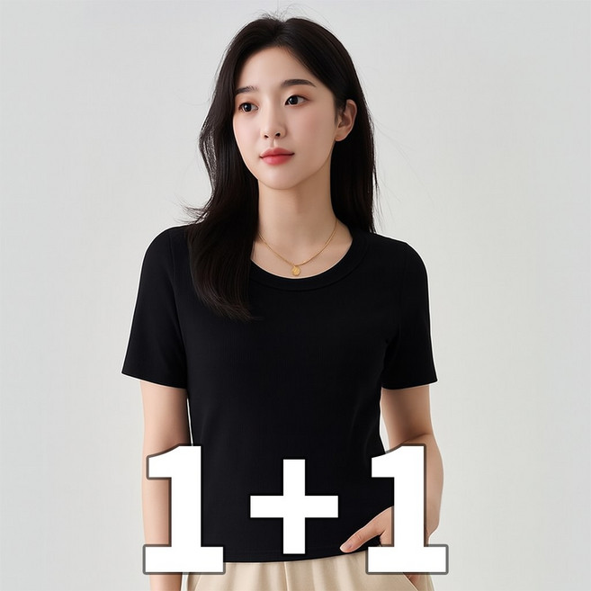 끈적임 없는 모달 슬림 반팔티