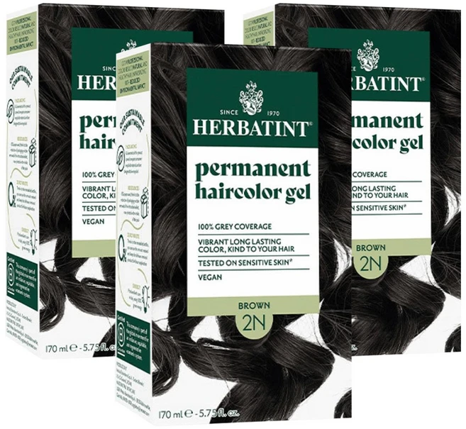 허버틴트 퍼머넌트 헤어컬러 젤 135ml, Brown, 3개 - 쿠팡
