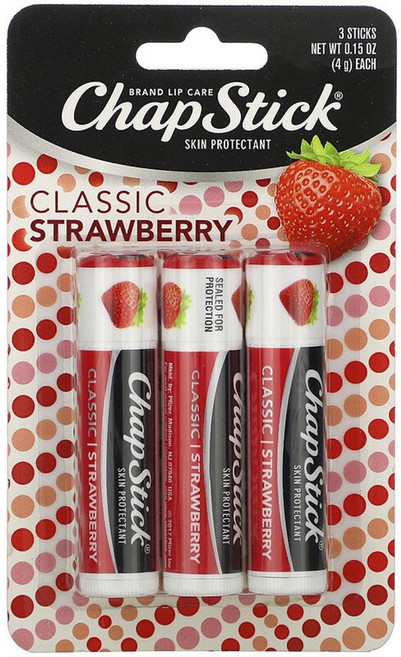 챕스틱 브랜드 립 케어 스킨 프로텍턴트 4g, Classic Strawberry, 3개