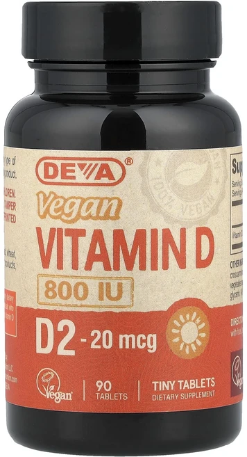 Deva 비건 비타민D D2 20mcg(800IU) 90정, 3개 - 쿠팡