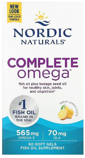 노르딕 컴플리트 565 mg EPA 270/ DHA 180 + 70 GLA 레몬 맛, 1개, 60정 - 쿠팡