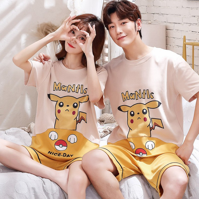여름 커플잠옷 여성 남성 여름잠옷 반팔 여름 홈웨어 순면 여름