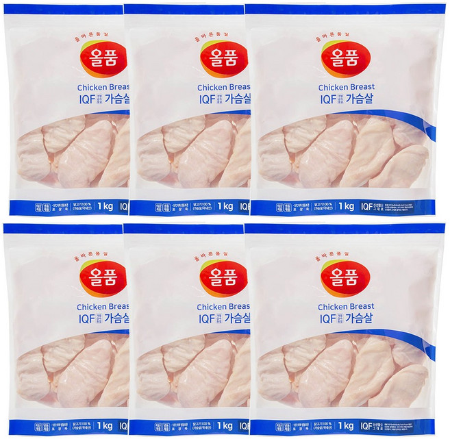 올품 IQF 통 닭가슴살 1kg x 6봉, 6개