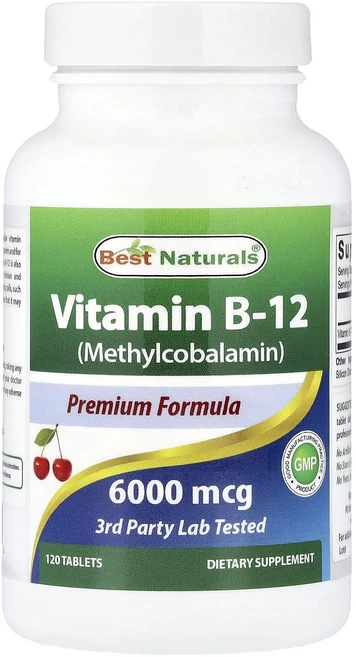 베스트내츄럴스 비타민B-12 (메틸코발라민) 6000mcg 120정, 6개 - 쿠팡