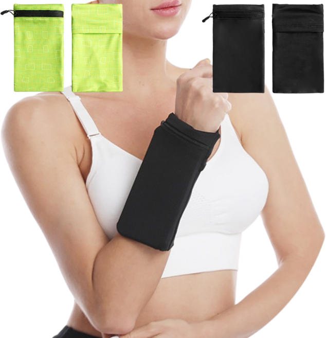 [상상건몰] 다용도 레저 스포츠 러닝 필수품 손목 암밴드 수납 가벼운 파우치 리스트 암 밴드, 5개, 블랙