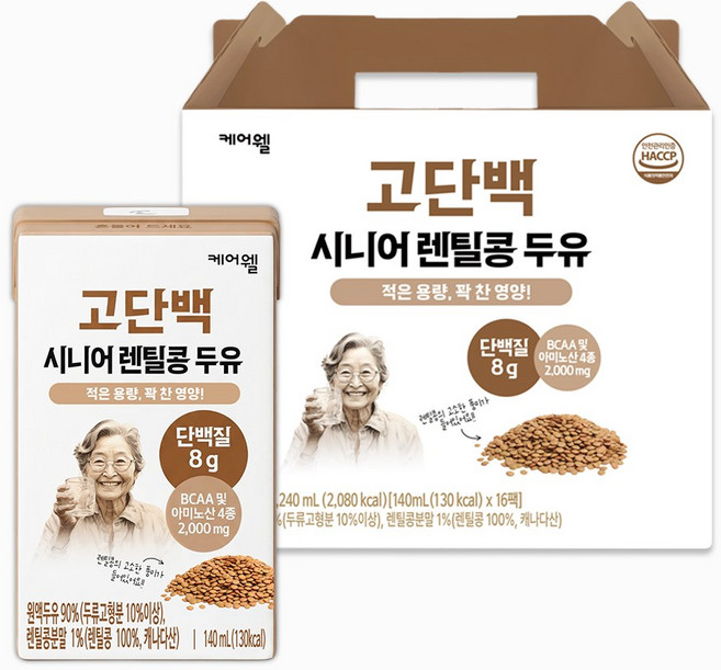 케어웰 고단백 시니어 렌틸콩 두유 선물세트, 1세트, 2.24L