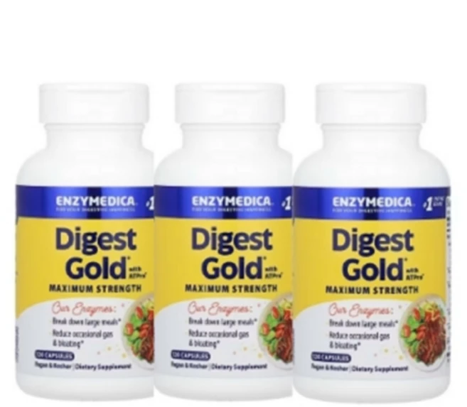 2+1 엔자이메디카 AT프로 ATPro 함유 다이제스트 골드 캡슐 120정 - 쿠팡