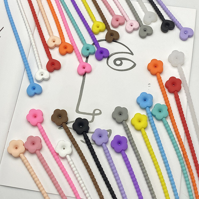 하트 꽃 실리콘 케이블타이 전선정리 키링 부자재, 하트레드, 1개