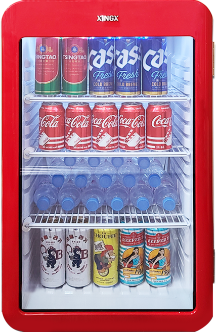 씽씽코리아 소형음료수냉장고 미니음료수냉장고 냉장쇼케이스 음료쇼케이스 XLS-106 사무실냉장고 카페냉장고 술장고, XLS-106 (레드)