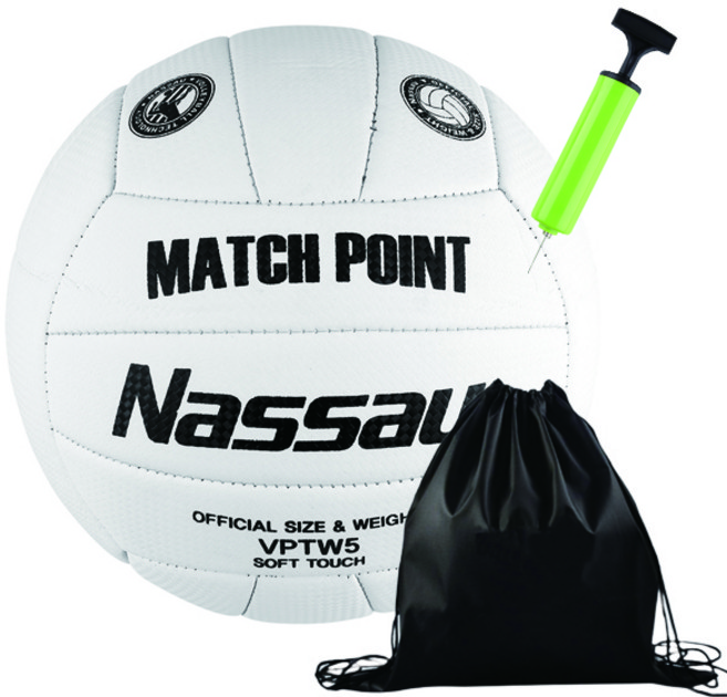 낫소 배구공 매치포인트 5호 + 투센 볼가방 + 투센 볼펌프, 화이트, 1세트