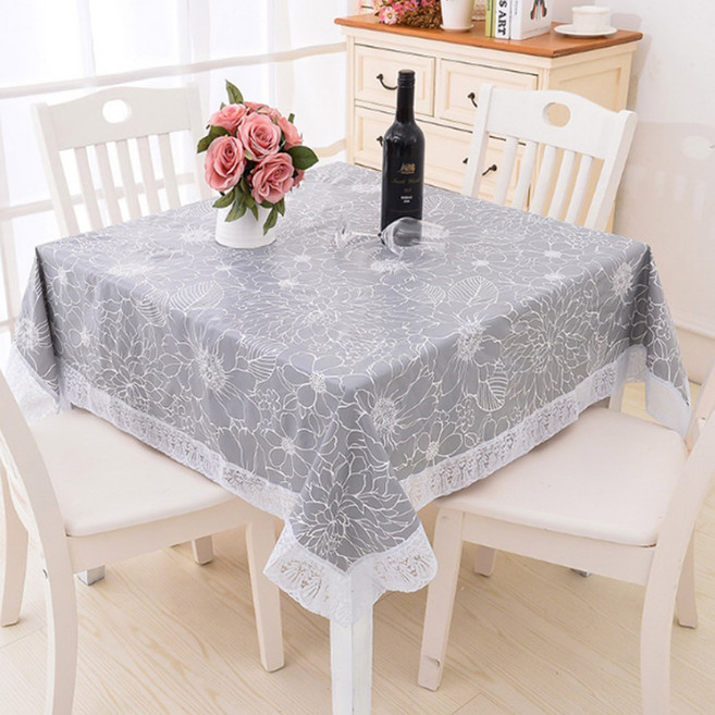 원형식탁보 방수-그레이 레이스 / 국내 당일발송-신데렐라 데코, 4인용-(137x137cm), 1개