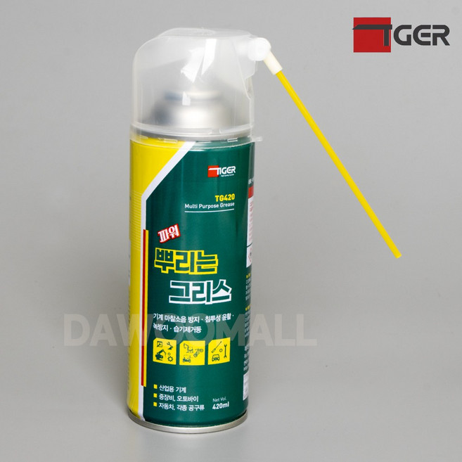 [다우몰] 국산 타이거 파워 구리스 그리스 스프레이 방청제 윤활제 + 반코팅장갑 1켤레, 1개