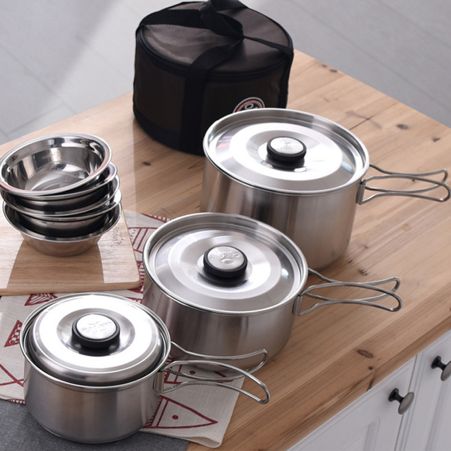 까사니 캠핑 스텐 코펠 냄비 식기 그릇 세트 3 4인용, 1개, 상세페이지 참조