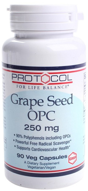 Protocol For Life Balance 葡萄籽OPC無麩質素食膠囊 250mg, 90顆, 1罐