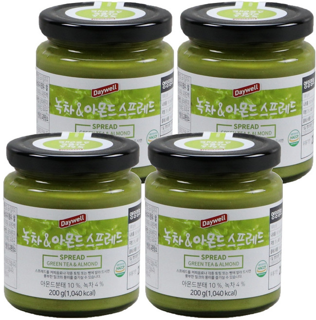 데이웰 녹차&아몬드 스프레드, 200g, 4개