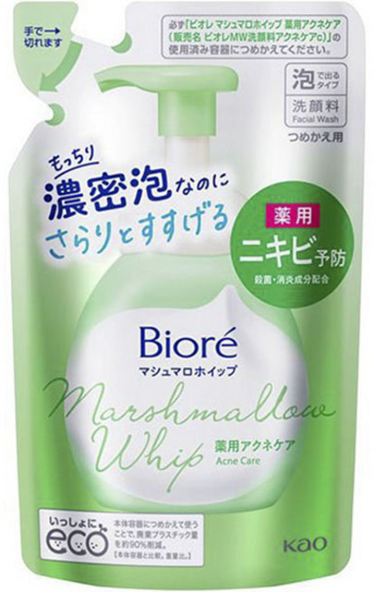Biore 蜜妮 棉花糖洗顏慕斯補充包 綠色淨痘款, 1包
