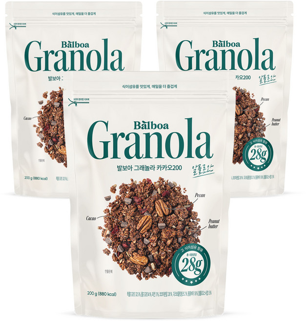 발보아 그래놀라200 카카오, 200g, 3개