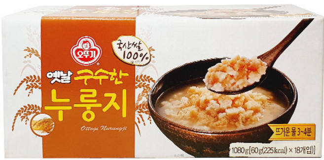 오뚜기 옛날 구수한 누룽지 60g X 18입, 1.08kg, 1개