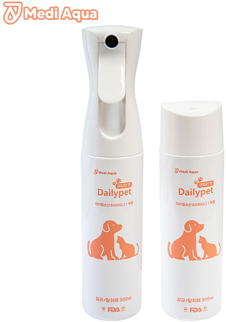 메디아쿠아 데일리펫 강아지 고양이 뿌리는 살균 탈취제, 2개, 300ml