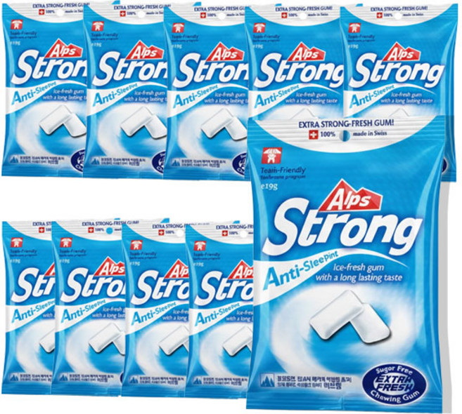 알프스스트롱 무설탕 자일리톨 졸음 리필껌 19g 10봉, 10개