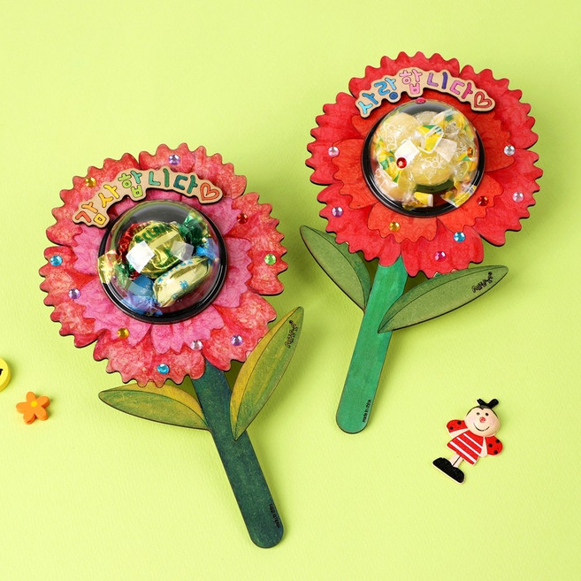 아트랄라 사랑가득카네이션 만들기 감사 토퍼 사탕봉 팬시우드 엄마표미술놀이, 감사합니다