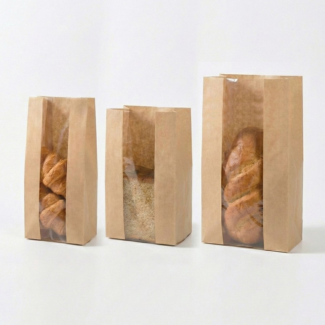 베이커리 빵포장 종이봉투 투명 크라프트 창봉투 중 100매, 1개, 100개