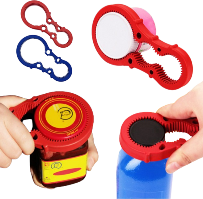 때깔좋은집 핸들형병따개 뚜껑 따개 음료수 양념병 생수병 소스통 오프너, 1개, 레드