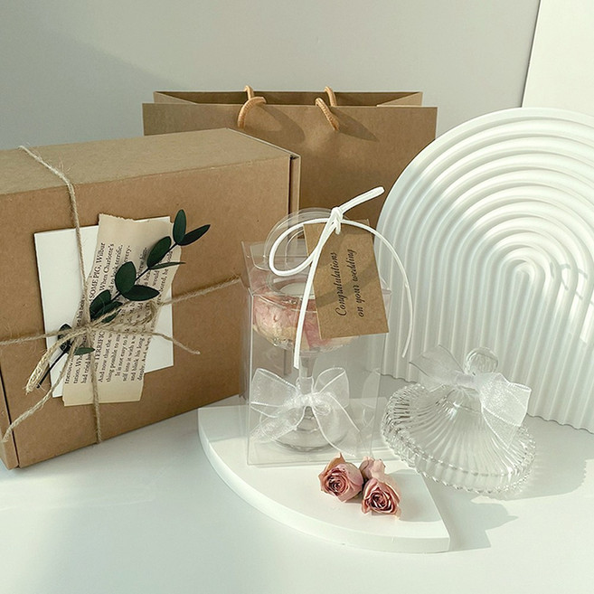 부케말리기선물 부케전용키트 부케캔들 선물포장세트 부케선물 DIY, 젤캔들홀더&선물포장패키지 (상자+쇼핑백), 1개