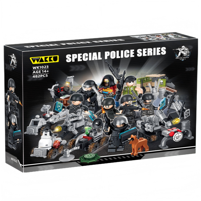Wakku 시티 경찰특공대 레고호환블록 폭발물 처리반 피규어8in1블럭세트 Pcs482, 1세트