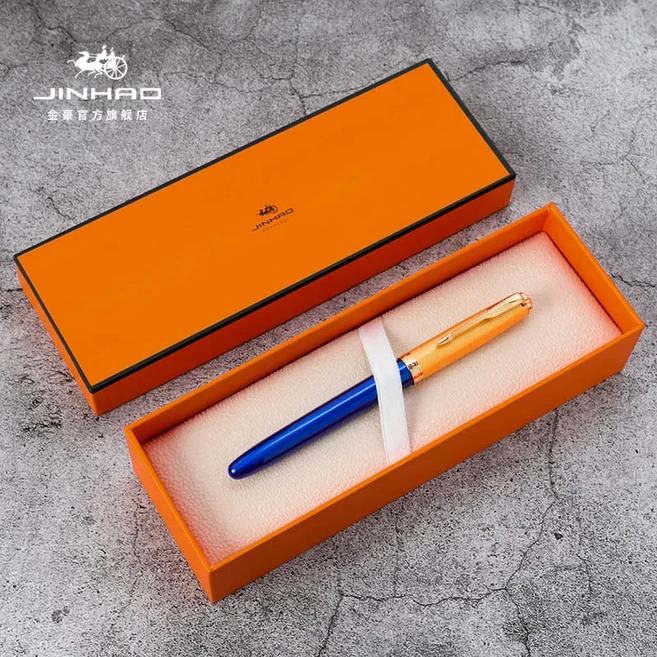 Jinhao 85 금속/목재 만년필 골든 캡 엑스트라 파인 펜촉 0.5mm 잉크 펜, 02 Bent (Curved) 0.7mm, 04 blue ONE PEN NOT BOX