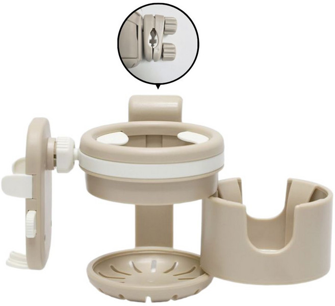 앙팡케어 듀얼홀더 이중잠금 3in1 유모차컵홀더 블랙 아이보리, 듀얼홀더 아이보리, 1개