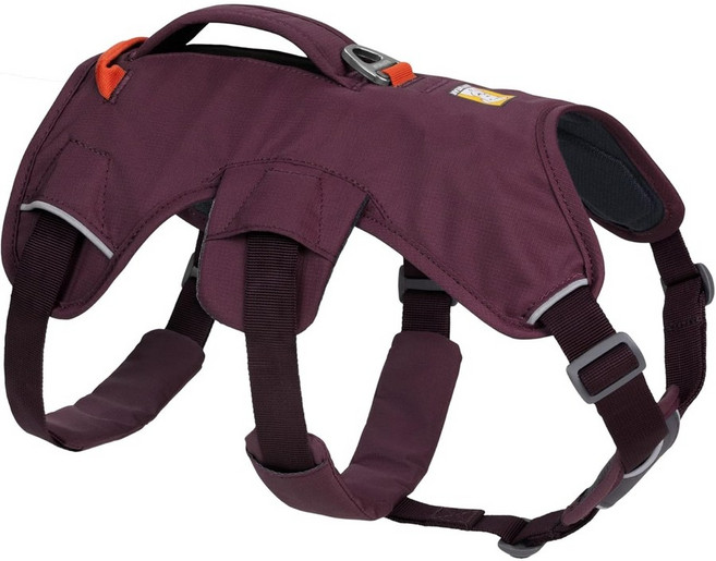 손잡이가 달린 RUFFWEAR 다목적 개 하네스-웹마스터- 조절할 수 있는- 그릇- 2개의 리시 부착물- 일상 사용을 위해-슬레이트 블루- S, 보라색 비, 1개