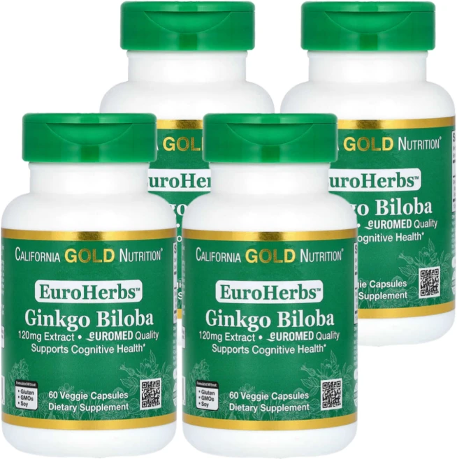 캘리포니아 골드 뉴트리션 CGN 은행잎 추출물 징코빌로바 120mg 60캡슐 4통, 60정, 4개 - 쿠팡