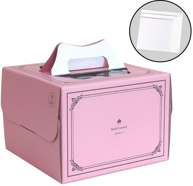 라라패키지 케이크상자 1호 받침포함, 50세트, 핑크