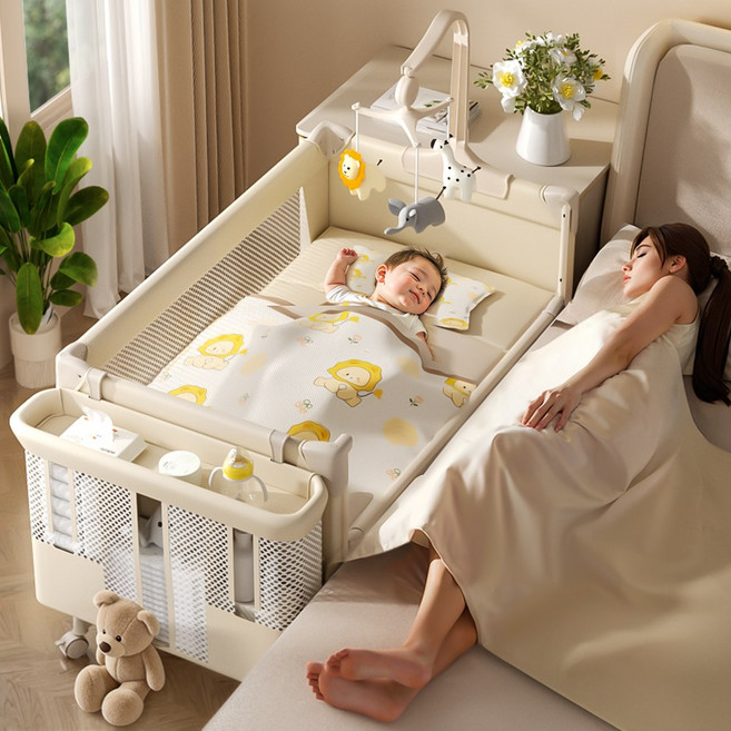 Trimigo 아기침대 휴대용 이동식 신생아 접이식 baby 침대, 카키색