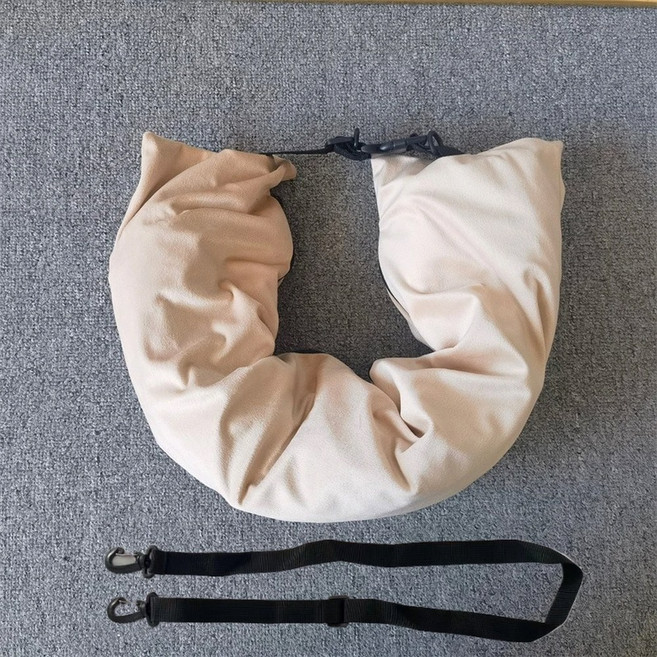 여행용 목베개 자동 충전식 휴대용 차량용 리필 가능 지지 쿠션, Plush Beige