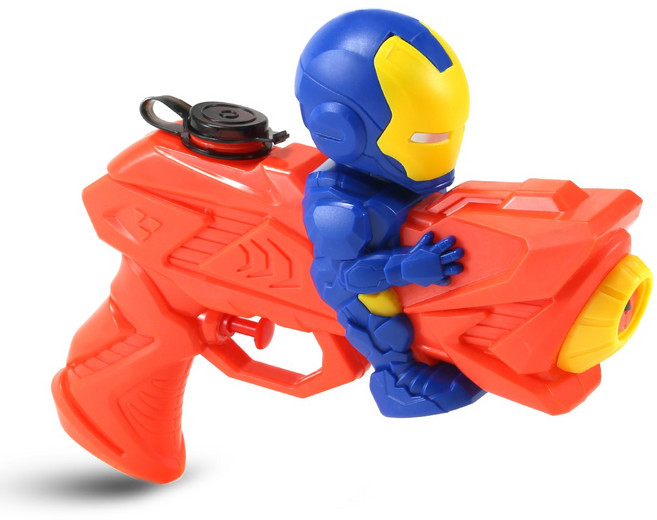 Water gun물총 소년과 소녀를 위한 배낭 물총 조절 가능한 스트랩이 있는 캡틴 아메리카 물 블래스터 물총 실내 야외 재미 게 도넛 아기 상어에 이상적인 물총, 1개, Red