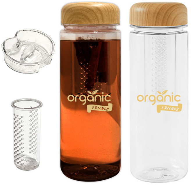 오가닉프렌즈 친환경 국내산 티백망 트라이탄 티보틀 휴대용 티망 물병 텀블러 BPA FREE, 1개, 500ml, 우드캡