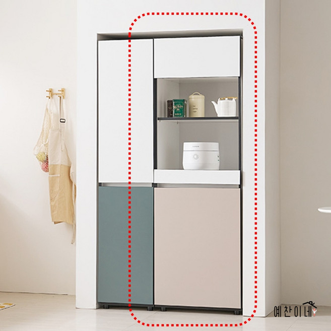국산 E0 광폭 속깊은 냉장고자리 빌트인 오브제 수납장 밥솥장 600 X 600 X 1850, 5_올카키