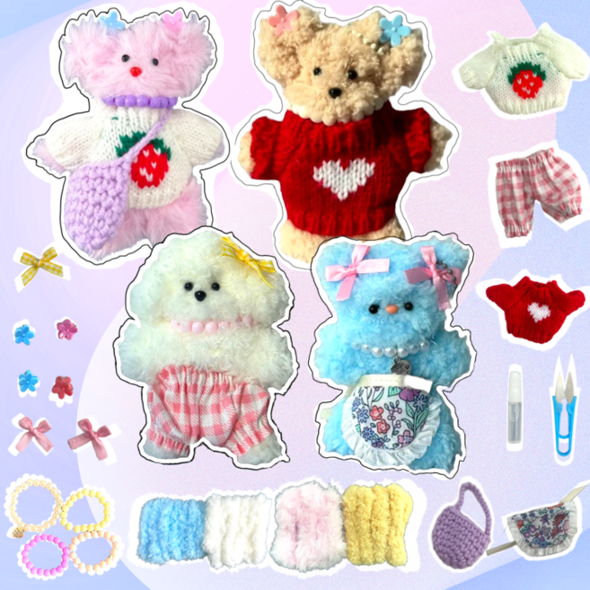 캄프렌즈 모루인형 키링 만들기 DIY 풀세트, A 모루인형 4종, 1세트