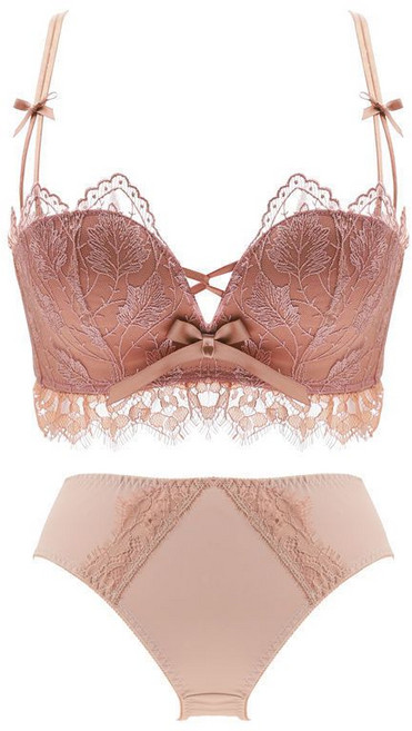無鋼圈性感蕾絲內衣套裝, 1個, 橘色（內褲單件）32/70B