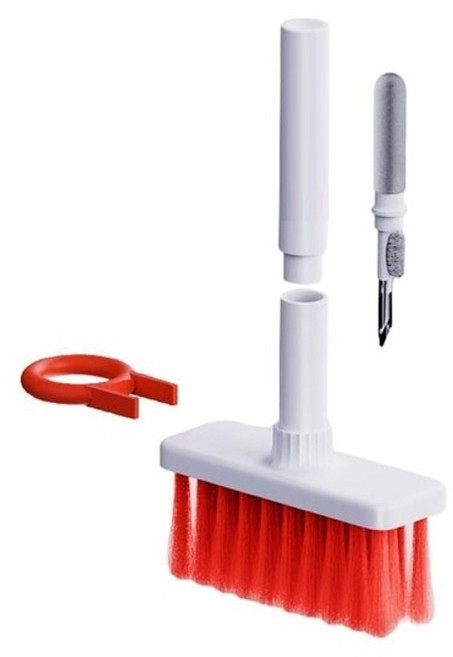 다기능 청소 도구 키보드 카메라 전화 클리너 브러시 이어폰 케이스 청소 도구 클리너 키트, 3in1 레드, 1개