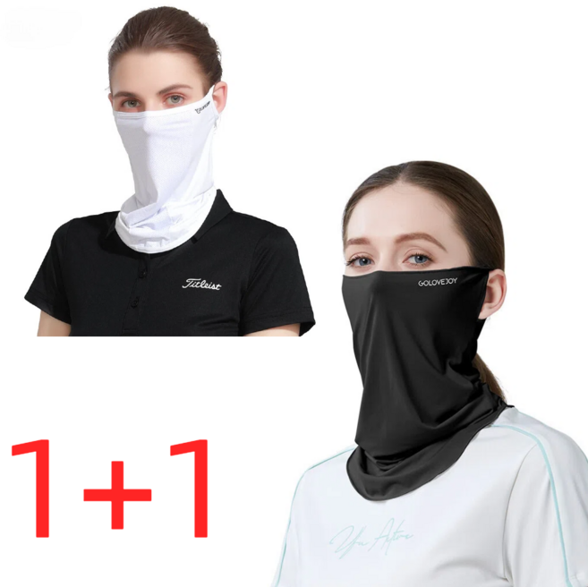 라온샵 멀티스카프 스포츠 넥쿨러 워머, 2개, 블랙+화이트