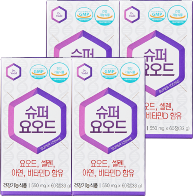 슈퍼 요오드 아이오딘 갑상선 영양제 4병 240정 8개월분, 60정, 4개
