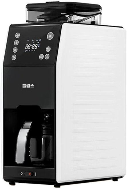 필립스 HD7901 전자동 커피머신 가정용 소형 미국식 아메리카노 사무실 그라인더 일체형 원두분쇄 겸용 커피메이커 드립커피 에스프레소 카페 홈카페 자동추출 타이머 보온 저소음 청소, 표준 규격, 흑백