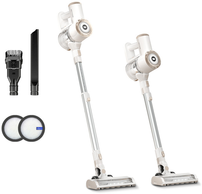 PrettyCare 25KPa의 강력한 흡입력을 가진 스틱형 진공청소기 애완동물 털을 위한 경량 무선, W200 White, White