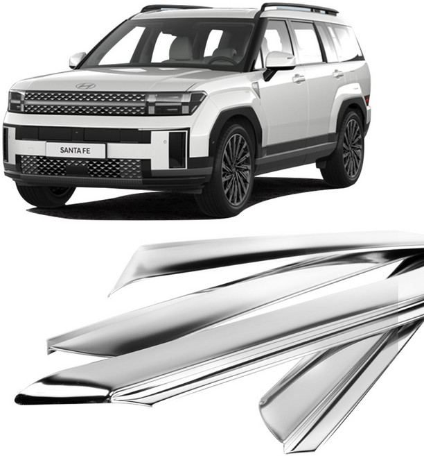 현대 2023 싼타페 MX5 크롬 썬바이저 4P D-254 차량 윈도우바이저 빗물받이 창문 몰딩 DIY 튜닝용품