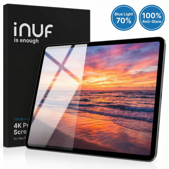 블루라이트 & 빛반사 다 막아주는 4K 무광 아이패드 스크린 보호필름 2매 - 블루라이트 71% 차단 빛반사 방지 종이 매트 재질 화질 저하 없음 눈 편안 부착 키트 포함 풀세트, 무광필름, 1세트