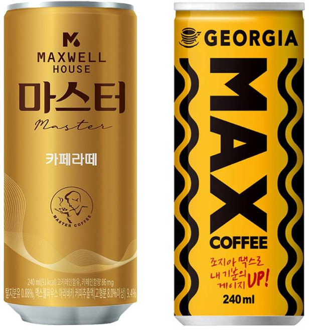 맥스웰 마스터 카페라떼 240mlx15개+조지아 맥스 240mlx15개, 1개, 240ml