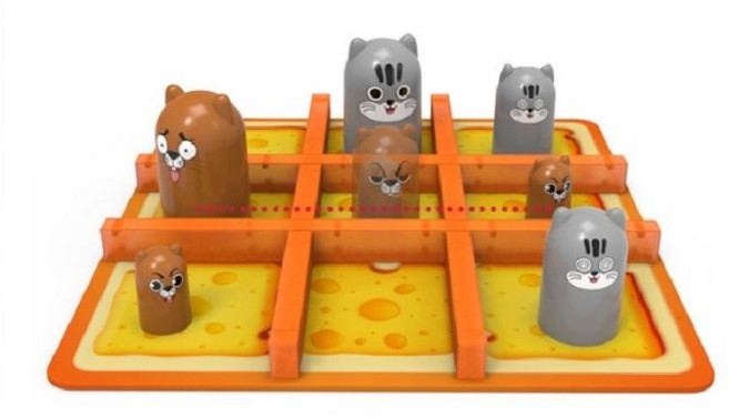 BuyBao 檢驗合格乳酪陷阱桌遊 結合井字棋與九宮格 兒童益智遊戲 親子互動玩具 大吃小策略思考, 1個, 黃色